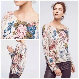 Anthropology Angle of the North Embroidered Floral Sweater Size S
